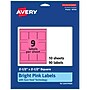 Avery Laser/Inkjet Square Multipurpose Labels, 2.5" x 2.5", Bright Pink, 90/Pack (94104)~#|#~D57AED24-387A-4322-A1EE2B57A2842F27_sc7