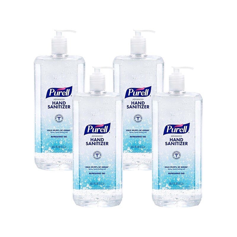 PURELL Advanced 70% Alcohol Gel Hand Sanitizer, Clean Scent, 1.5 L, 4/Pack (5015-04CT) image 1