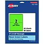 Avery Rectangle Multipurpose Labels, 5" x 8-1/8", Neon Green, 80/Pack (94259)~#|#~D58E209B-3CB5-435D-9531FE3210E82737_sc7