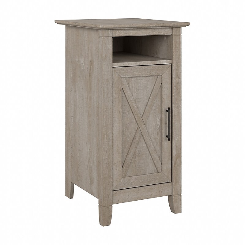 Bush Furniture Key West 30" Small Storage Cabinet with Door and 3 Shelves, Washed Gray (KWS116WG-03) image 1