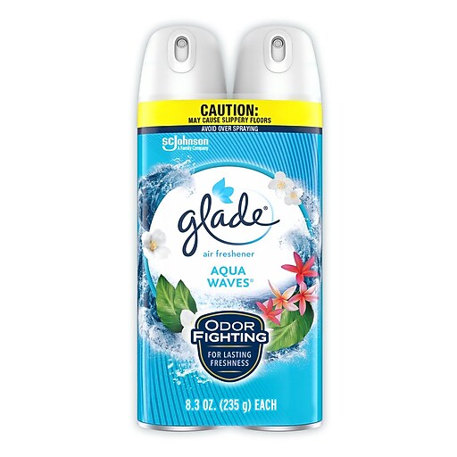 Glade Air Freshener Aerosol, Aqua Waves Scent, 8.3 Oz., 2/Pack (357471
