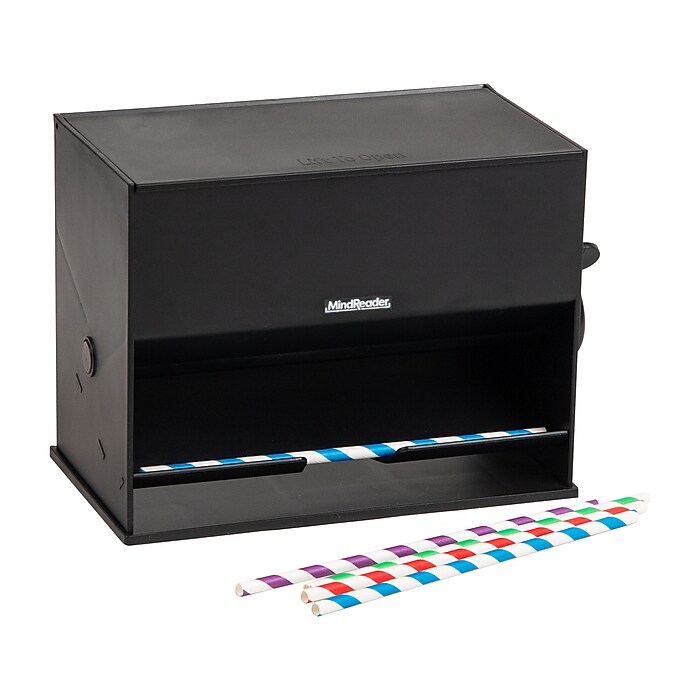 Mind Reader Plastic Straw Dispenser, Black (STRAWPUSH-BLK) | Staples