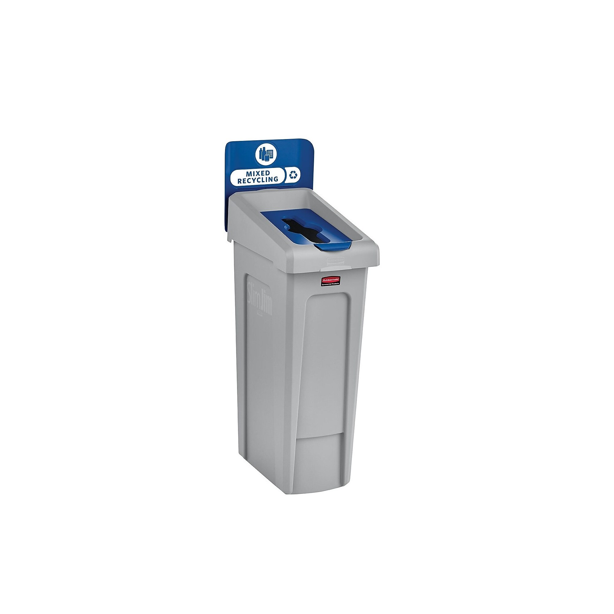 Rubbermaid Slim Jim Single-Stream Recycling Station, 23 Gallon, Gray/Blue (2185055) Simolary simolary.com