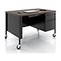 Hirsh 48"W Single-Pedestal Mobile Teacher's Desk, Black/Walnut (22646)~#|#~D5AE9811-6DDB-45E6-88DB5953D638E2AF_sc7