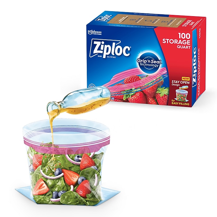 Ziploc Medium Storage Bags, 1 Qt., 100/Box (316962) | Staples