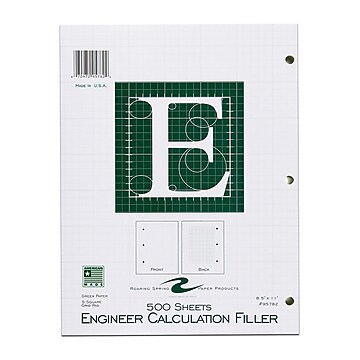 Roaring Spring Paper Products Graph Paper, 8.5" x 11", 3-Hole Punched, 500 Sheets/Pack, 5/Case (95782CS)
