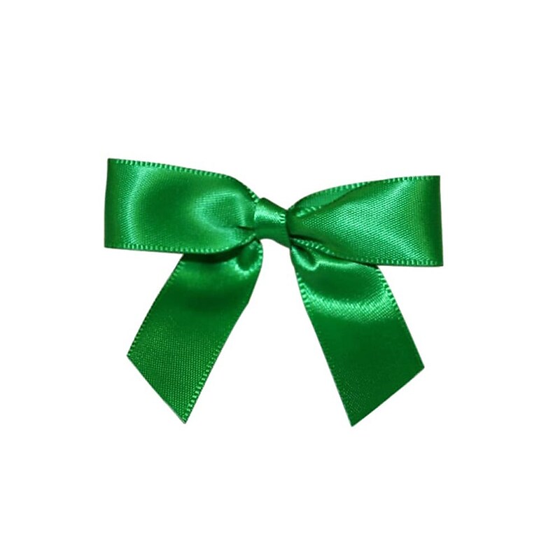JAM Paper Satin Bows, Emerald Green, 100/Pack (52640349188) image 1