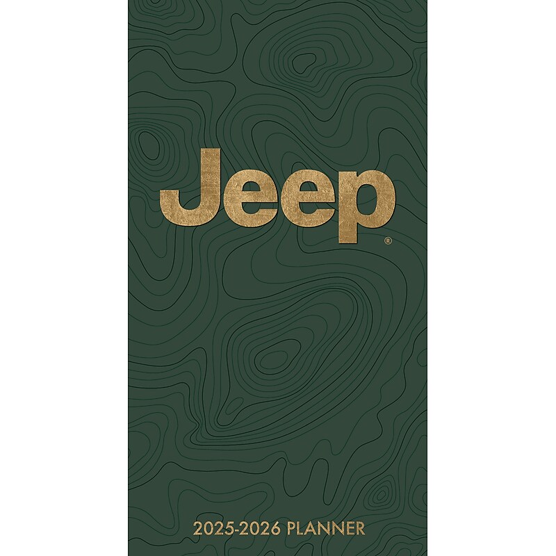 2025-2026 Willow Creek Jeep 3.5" x 6.5" Monthly Planner Cover, Green/Gold (47026) image 1
