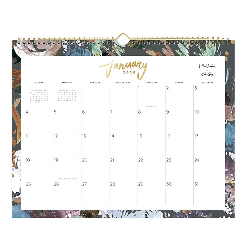 2026 Blue Sky Kelly Ventura Midnight Garden 17" x 11" Monthly Desk Calendar (149058-26) image 1