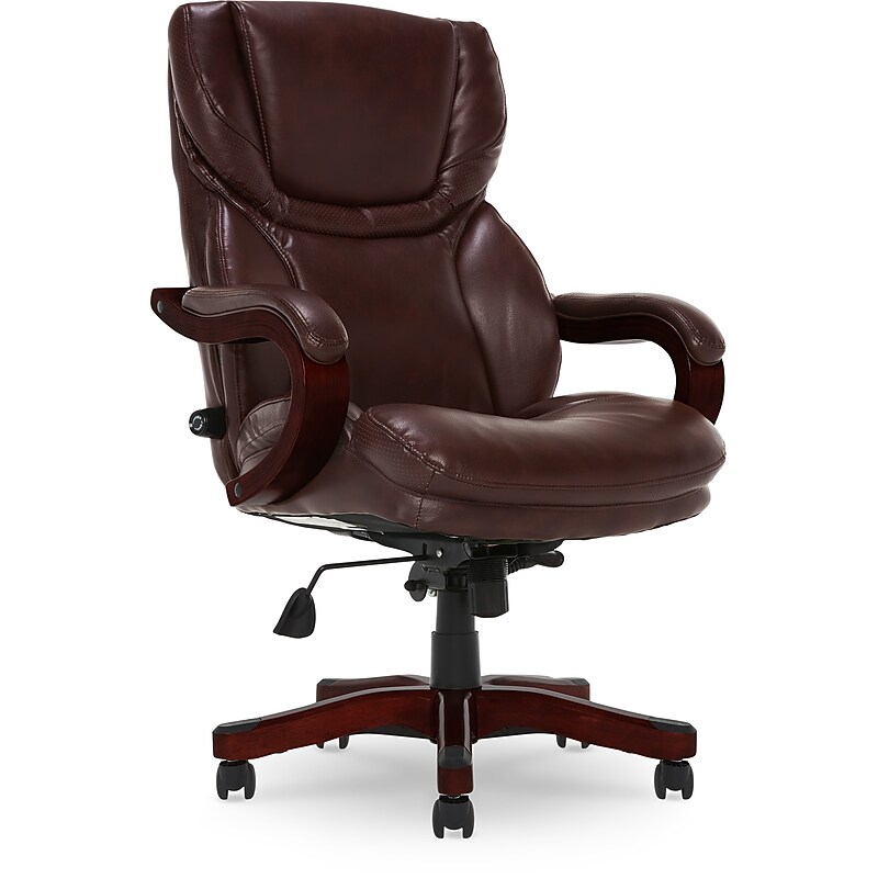 Serta Ergonomic Bonded Leather Executive Big & Tall Chair, 350 lb. Capacity, Rich Espresso (CHR200001) image 1