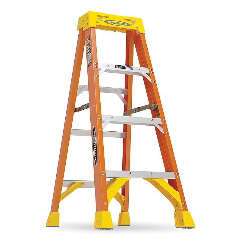 Werner 4' Fiberglass Step Ladder, 300 lbs. Capacity (6204) image 1