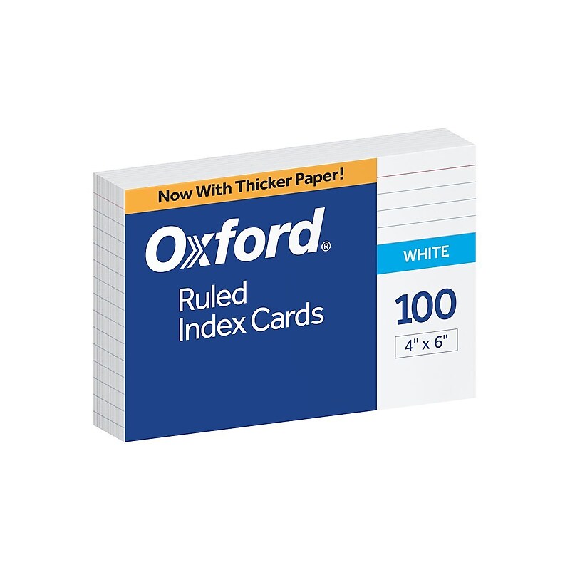 Oxford Lined Index Cards, 4" x 6", White, 100 Cards/Pack (41EE) image 1
