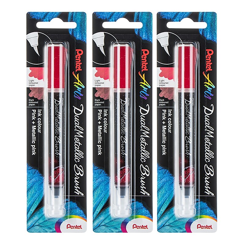 Pentel DualMetallic, Brown Ink, 3/Bundle (PTAXGFHBPDPX-3) image 1