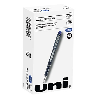 uni Jetstream Ballpoint Pen, Fine Point, 0.7mm, Blue Ink, Dozen (40174)