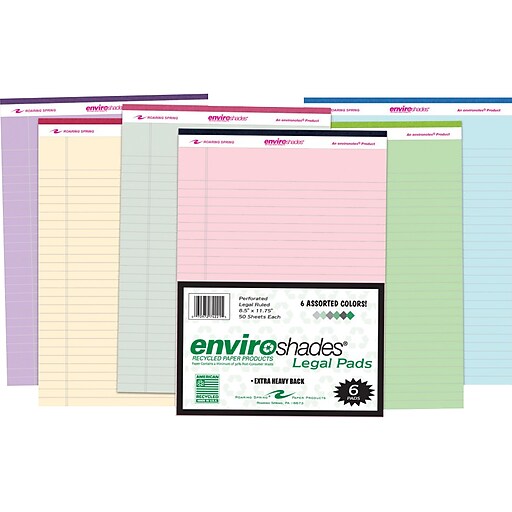 Roaring Spring Paper Products Legal Pads, Recycled Paper in Assorted ...