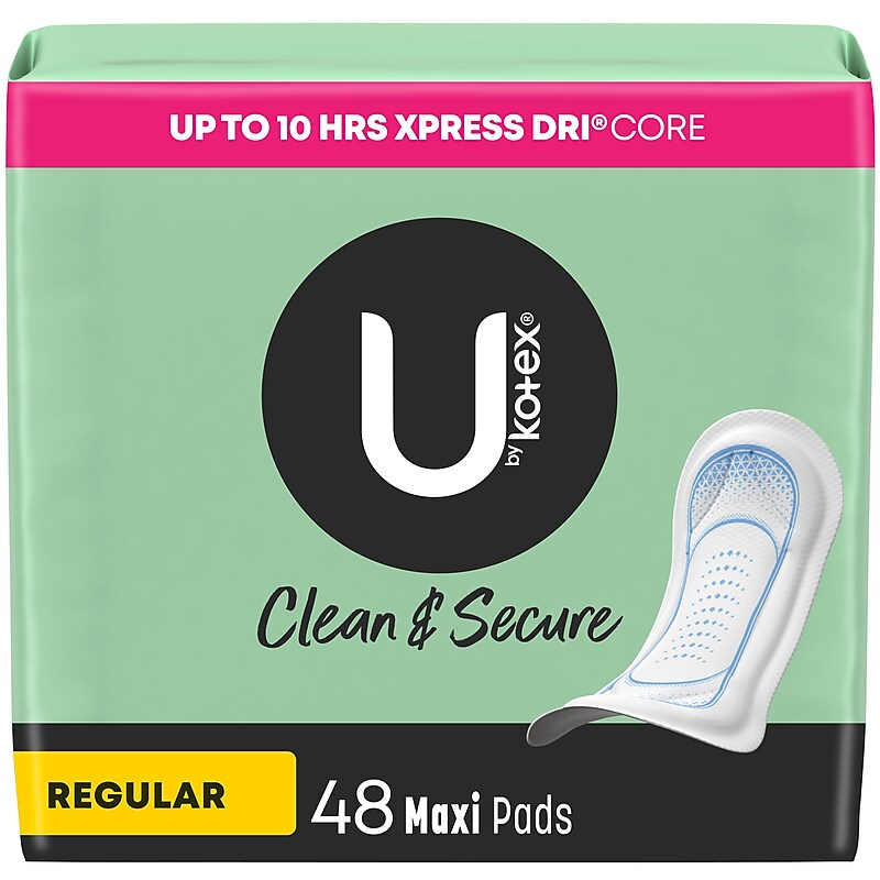 U by Kotex Security Regular Maxi Pad, Unscented, 48/Pack (47240) image 1