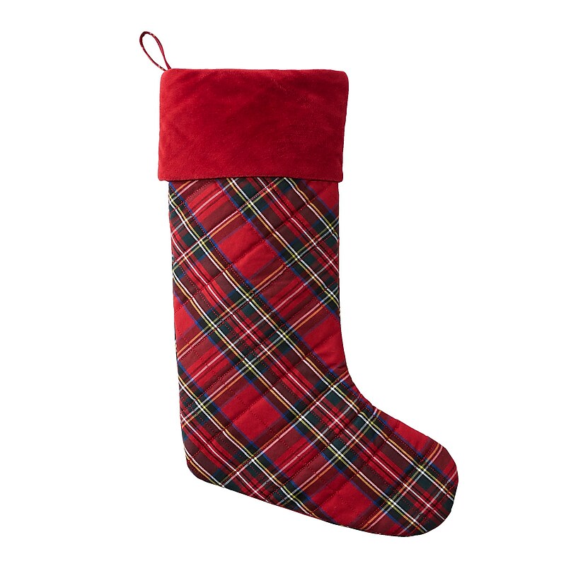 L.L.Bean Tartan Velvet Stocking, Red Plaid (1000199265) image 1
