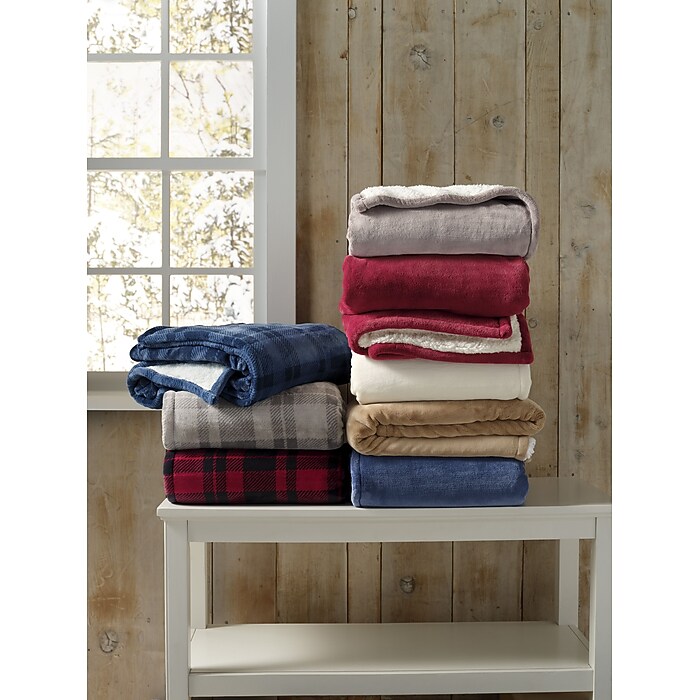 L.L.Bean Wicked Plush Sherpa Throw, Large, Deep Blue (1000078509