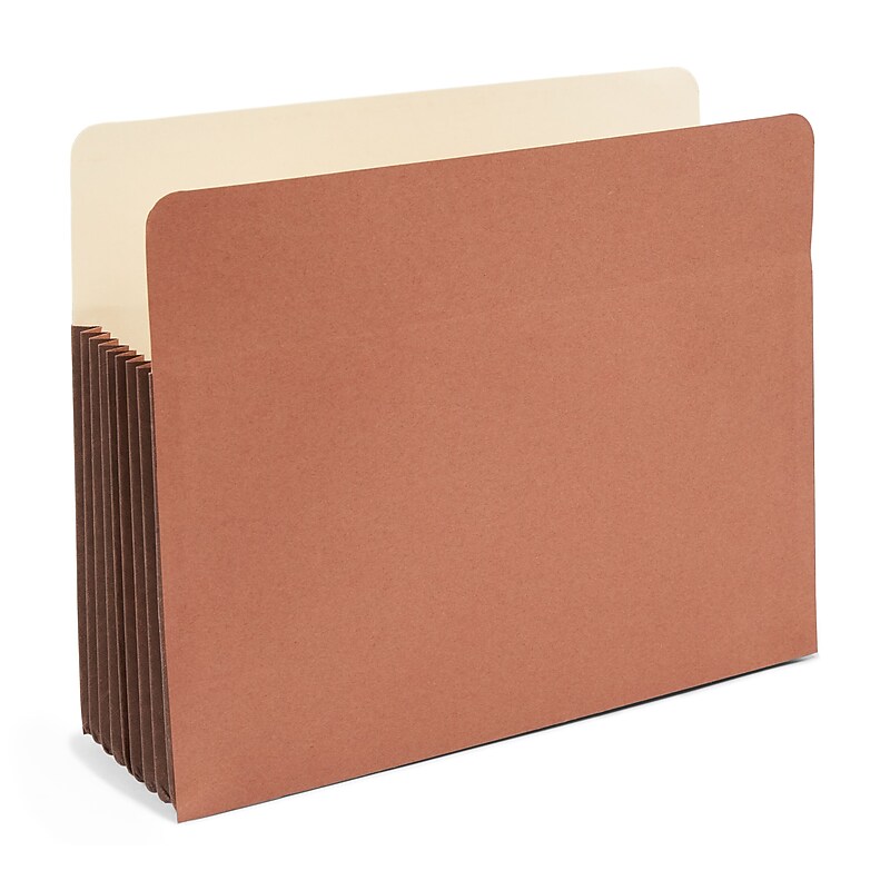 Staples Reinforced File Pocket, 7" Expansion, Letter Size, Brown, 5/Box (ST378737) image 1