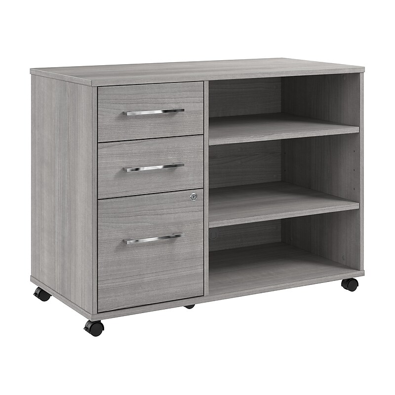 Bush Business Furniture Hustle Office Storage Cabinet with Wheels, Platinum Gray (HUF140PG) image 1