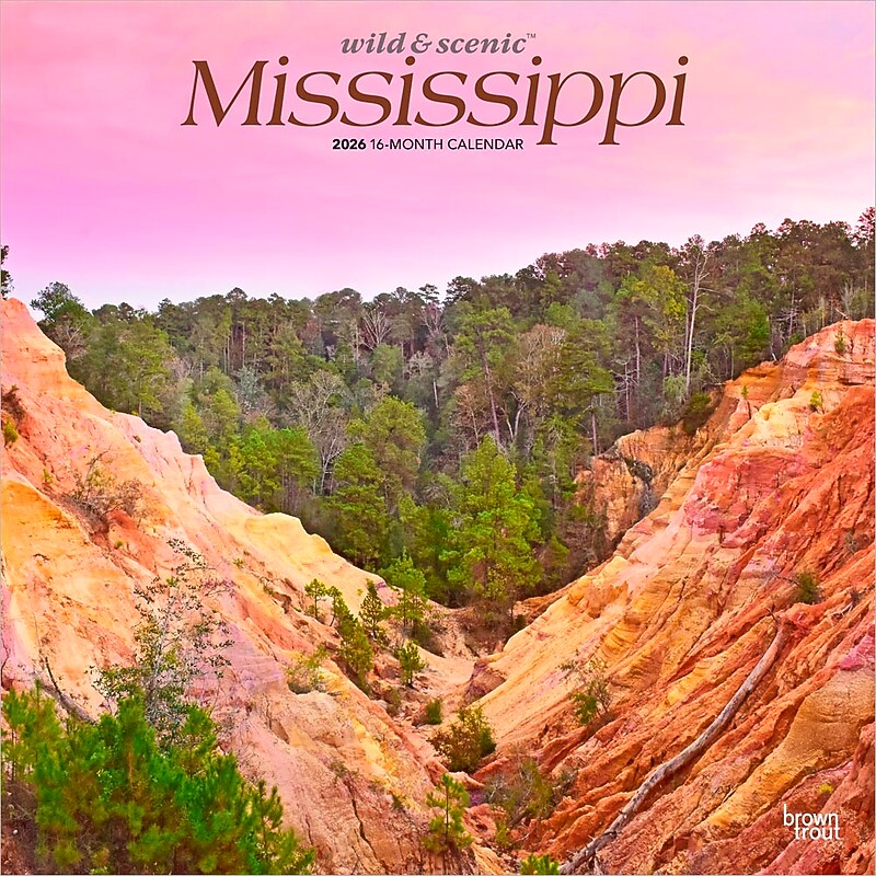 2026 BrownTrout Mississippi Wild & Scenic 12" x 12" Monthly Wall Calendar (9798330704613) image 1