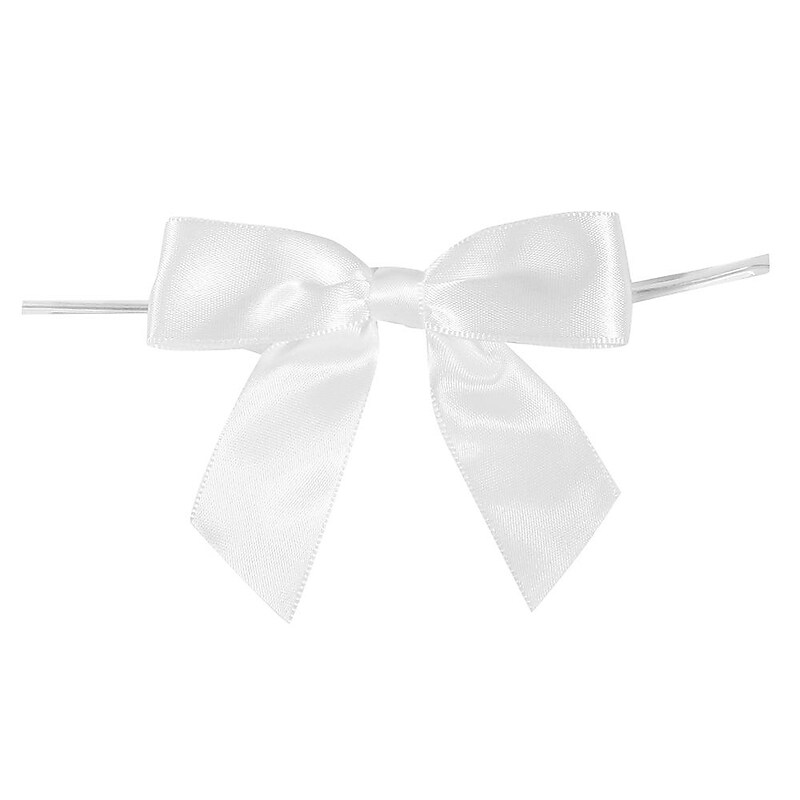 JAM Paper Satin Bows, White, 100/Pack (52640349195) image 1