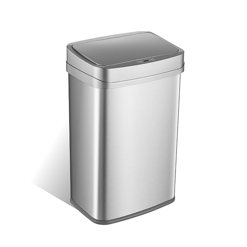 Nine Stars Nova Stainless Steel Motion Sensor Trash Can, 13.2 Gallon, Silver (ONT-50-81SL) image 1