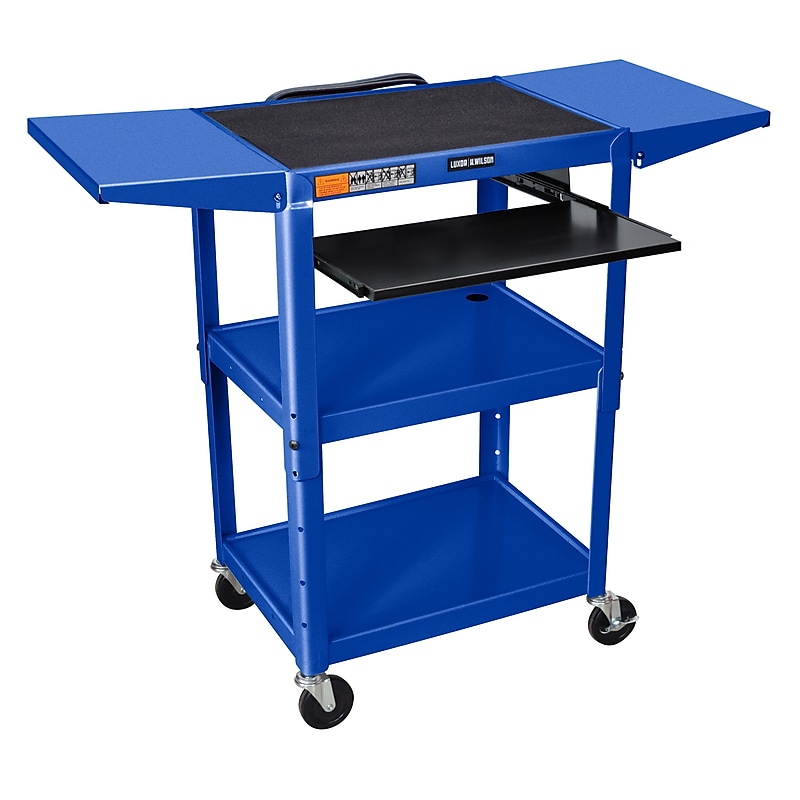 Luxor Metal Mobile Drop-Leaf Shelf Utility Cart with Lockable Wheels, Royal Blue (UCMT1KBDL-RB) image 1