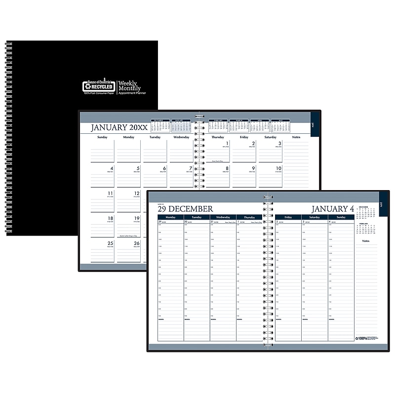 2026 House of Doolittle 8.5" x 11" Calendar Year Weekly & Monthly Appointment Book, Faux Leather Cover, Black (28302-26) image 1