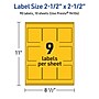 Avery Laser/Inkjet Square Multipurpose Labels, 2.5" x 2.5", Bright Yellow, 90/Pack (94104)~#|#~D660E860-BDB9-4970-96A9F7A745216299_sc7