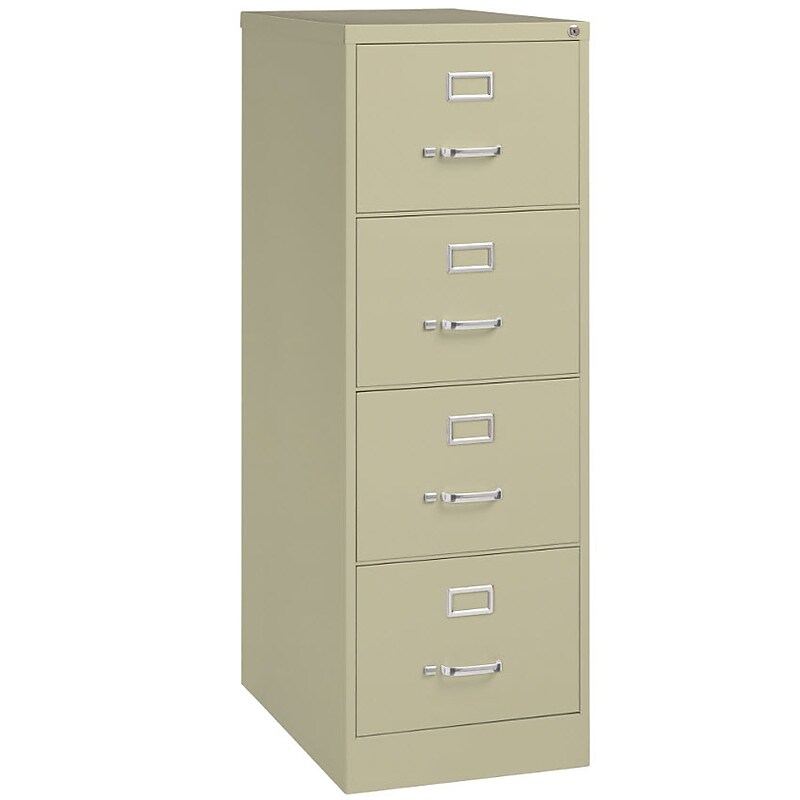 Lorell 4-Drawer Vertical File Cabinet, Legal Size, Lockable, 54.6"H x 20.5"W x 26.5"D, Putty (LLR60197) image 1