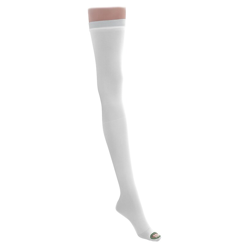 Medline EMS 15mmHg Thigh High Anti-Embolism Stockings, White, Small, Short Length, Pair (MDS160820H) image 1
