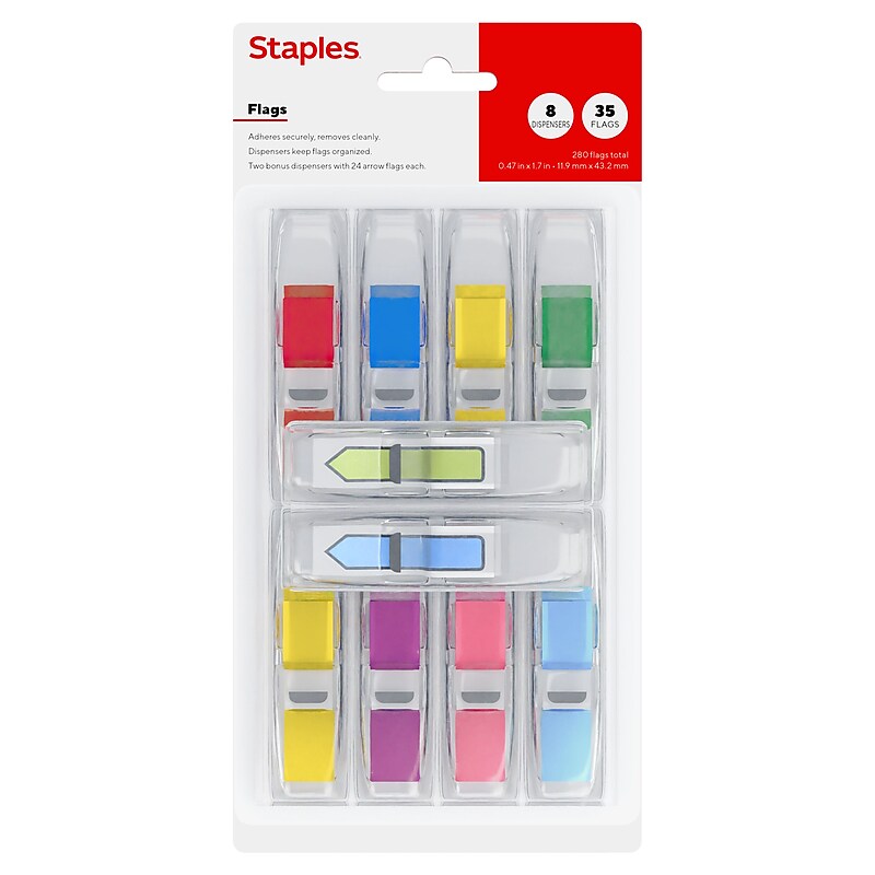 Staples Flags, Assorted Colors, 328 Flags/Pack (ST62861) image 1