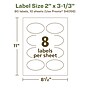 Avery EcoFriendly Laser/Inkjet Oval Multipurpose Labels, 2" x 3-1/3", White, 80/Pack (94056)~#|#~D6725C50-52B1-4B77-85B4DB3229C1037C_sc7