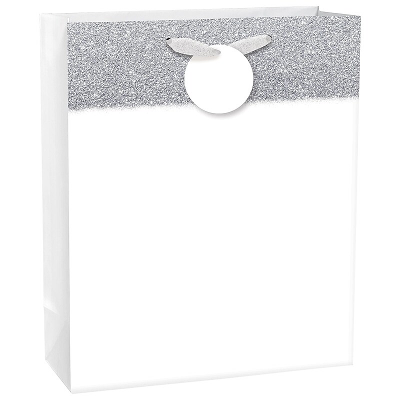 Party City Glitter & Matte Large Gift Bag, White (AM170765-08-NS) image 1