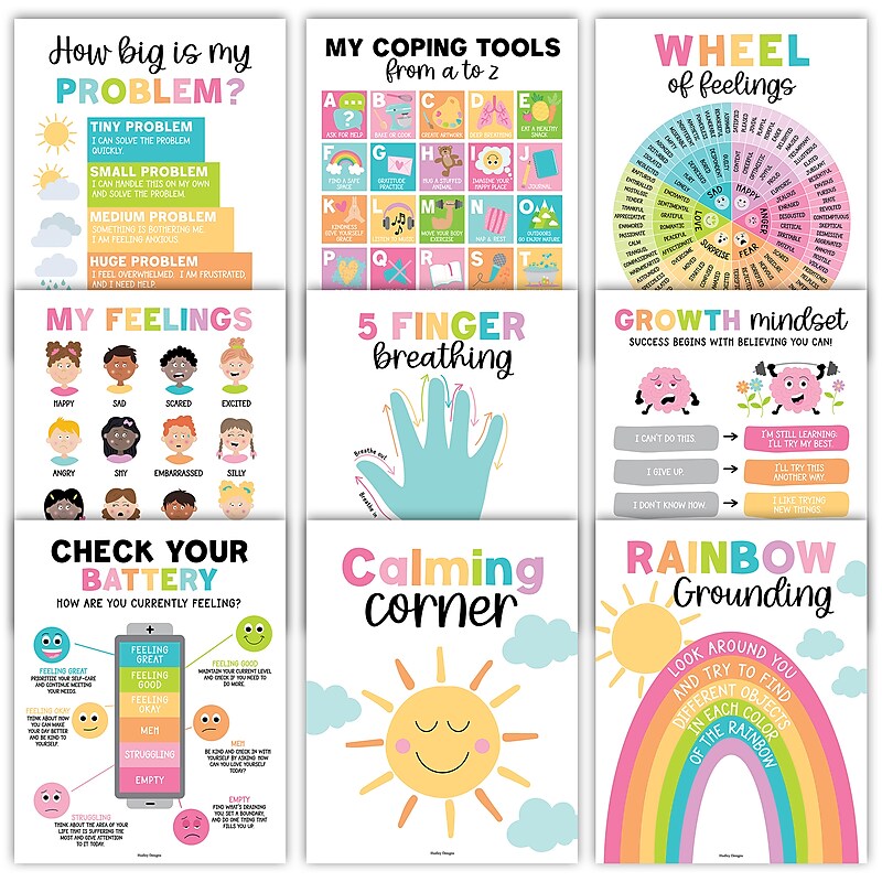Hadley Designs 11" x 14" Colorful Calming Corner and Feelings Chart Posters, 9/Set (HDDX004ACWTG3) image 1