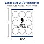 Avery Laser/Inkjet Round Waterproof Multipurpose Labels, 2.5" Dia., White, 450 Labels/Box (94502)~#|#~D67B18F8-30BA-4021-942D46EA25FD1A42_sc7