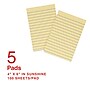 Staples Recycled Sticky Notes, 4" x 6", Sunshine Collection, Lined, 100 Sheets/Pad, 5 Pads/Pack (S46YR/552572)~#|#~D67BE2C7-5029-4E1D-A5B5831EBE7925FA_sc7