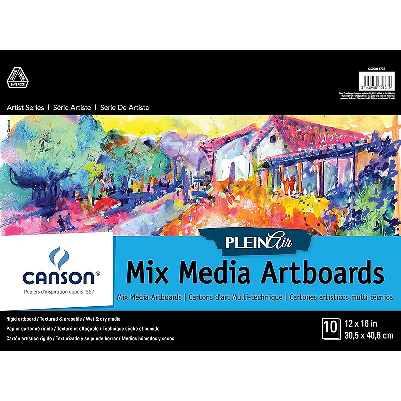Canson Artist Series Canva Plein Air White Art Boards, 12" x 16", (MCXC400061732) image 1