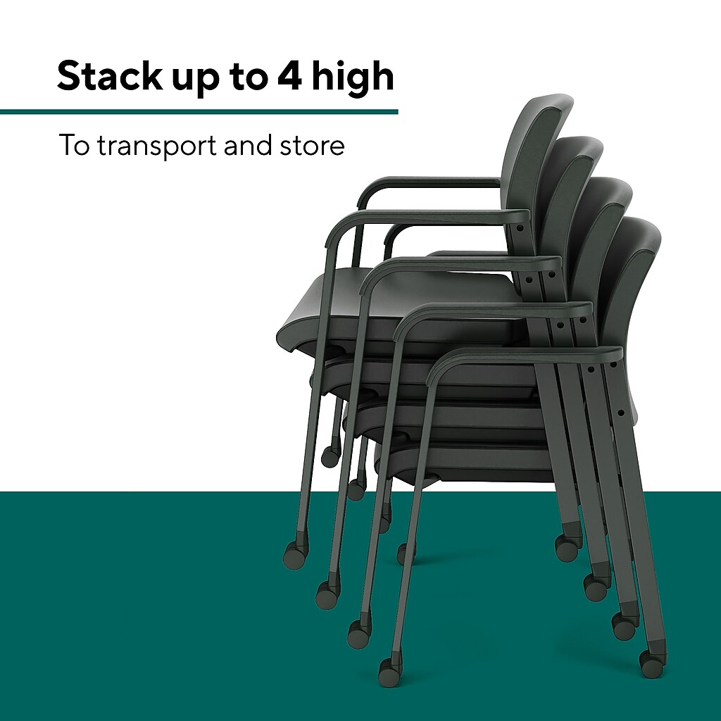 Stacked chairs from a different angle showing stack up to 4 high