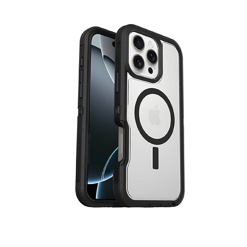 OtterBox Defender MagSafe Phone Case for iPhone 16 Pro, Shock Absorbing, Black (77-99705) image 1