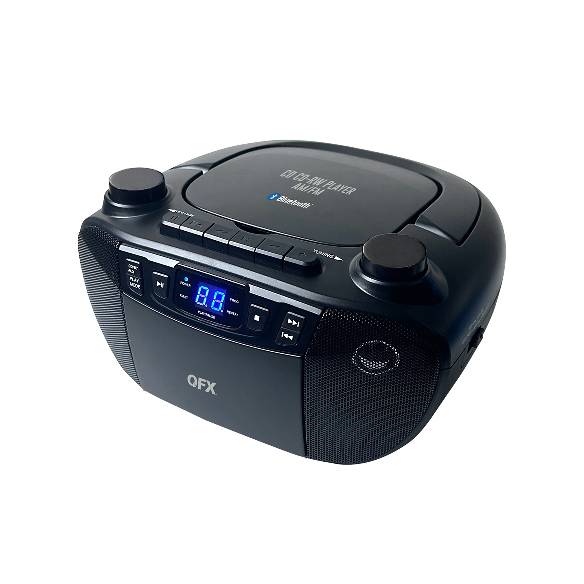 QFX Bluetooth CD/Cassette/Radio/USB Boom Box, Black (QFXJ300BT) Sansujyuku sansujyuku.com