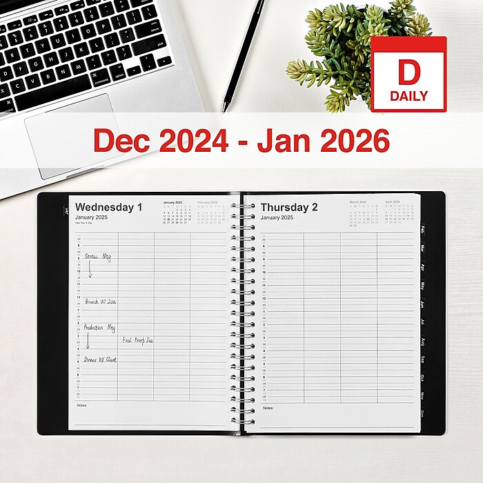 Four-Person Group Practice Daily Appointment Book, 11 x 8.5, Black Cover, 12-Month (Jan to Dec): 2024