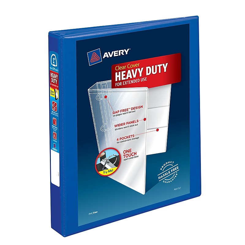 Avery Heavy Duty 1" 3-Ring View Binders, One Touch EZD Ring, Pacific Blue (79772) image 1