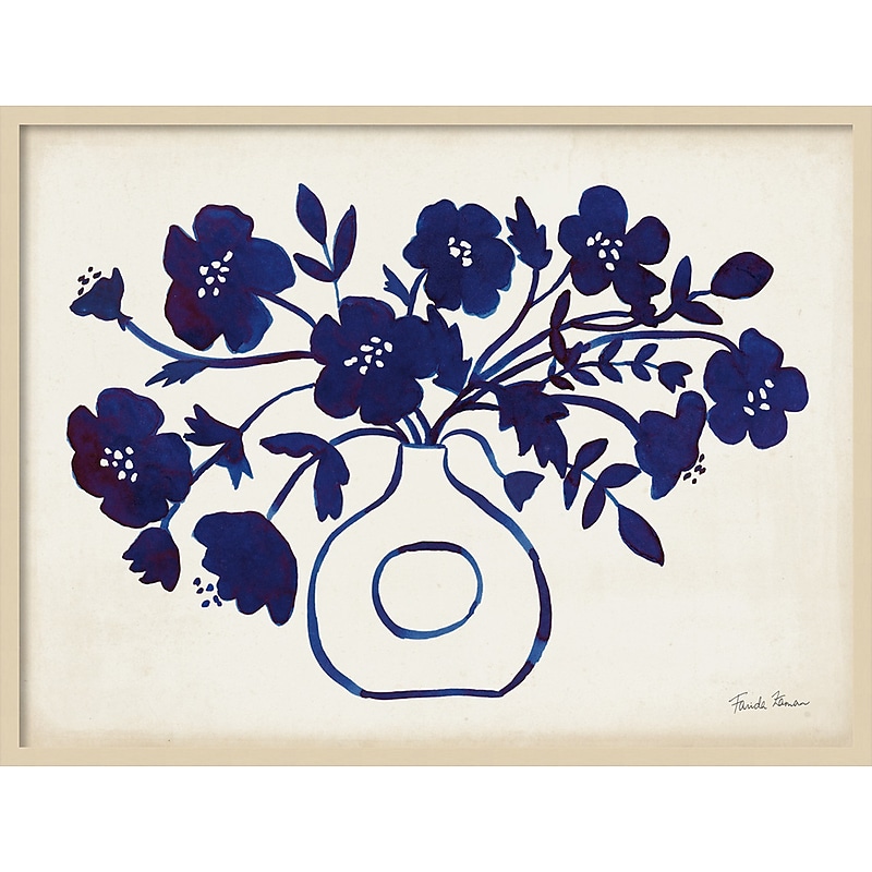 Amanti Art Modern Blue Vase II by Farida Zaman Wood Framed Wall Art Print, 41" x 31" (A42677389283) image 1