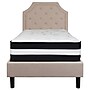 Flash Furniture Brighton Tufted Upholstered Platform Bed in Beige Fabric with Pocket Spring Mattress, Twin (SLBM1)~#|#~D693A505-D319-43A5-B57931D5058B4540_sc7