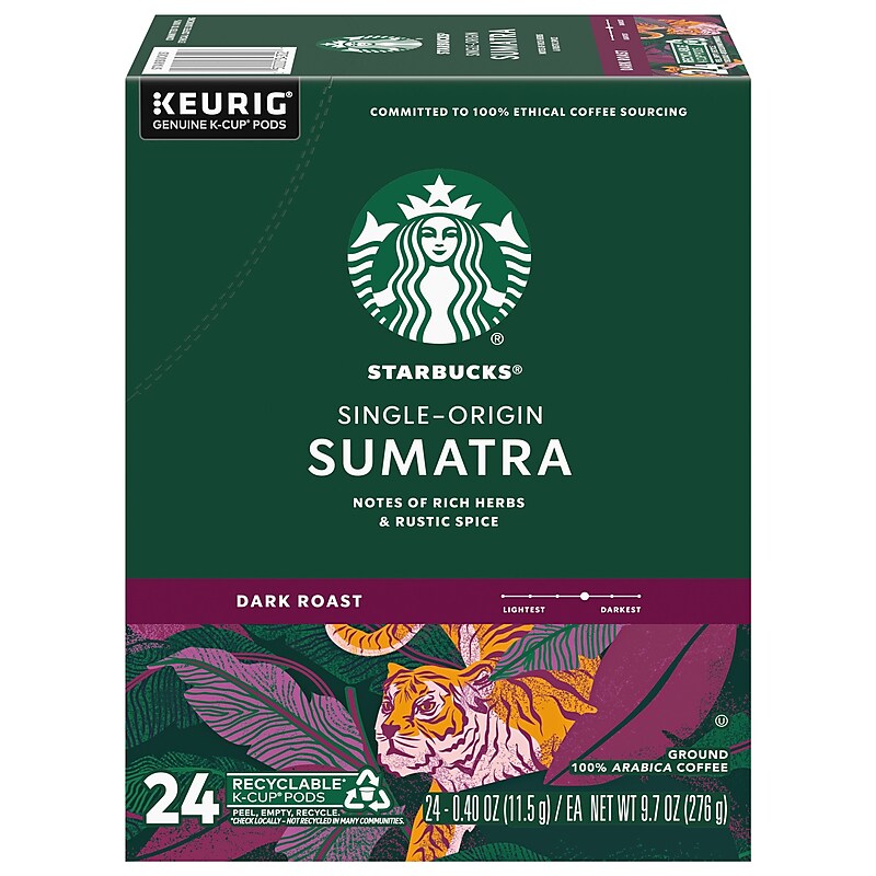 Starbucks Sumatra Coffee Keurig® K-Cup® Pods, Dark Roast, 24/Box (SBK22964) image 1