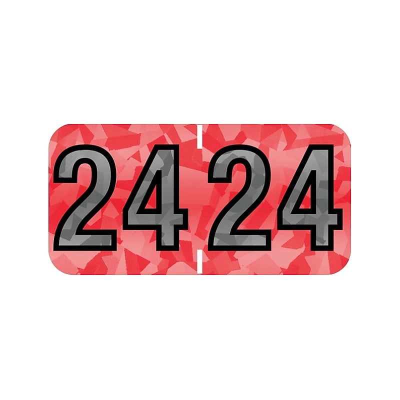 Medical Arts Press Holographic End-Tab Year Labels, 2024, Red, 500/Roll (0724HRD) image 1
