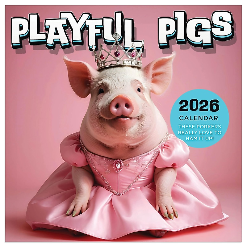 2026 TF Publishing Playful Pigs Mini 7" x 7" Monthly Wall Calendar, Multicolor (26-2006) image 1