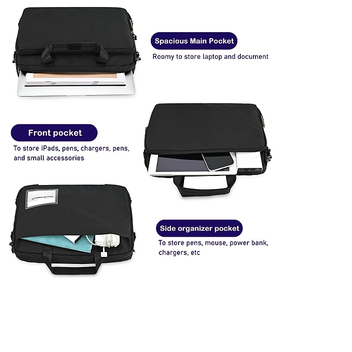 TechProtectus Nylon Water Resistant Messenger Bag, Black (RTP-BK